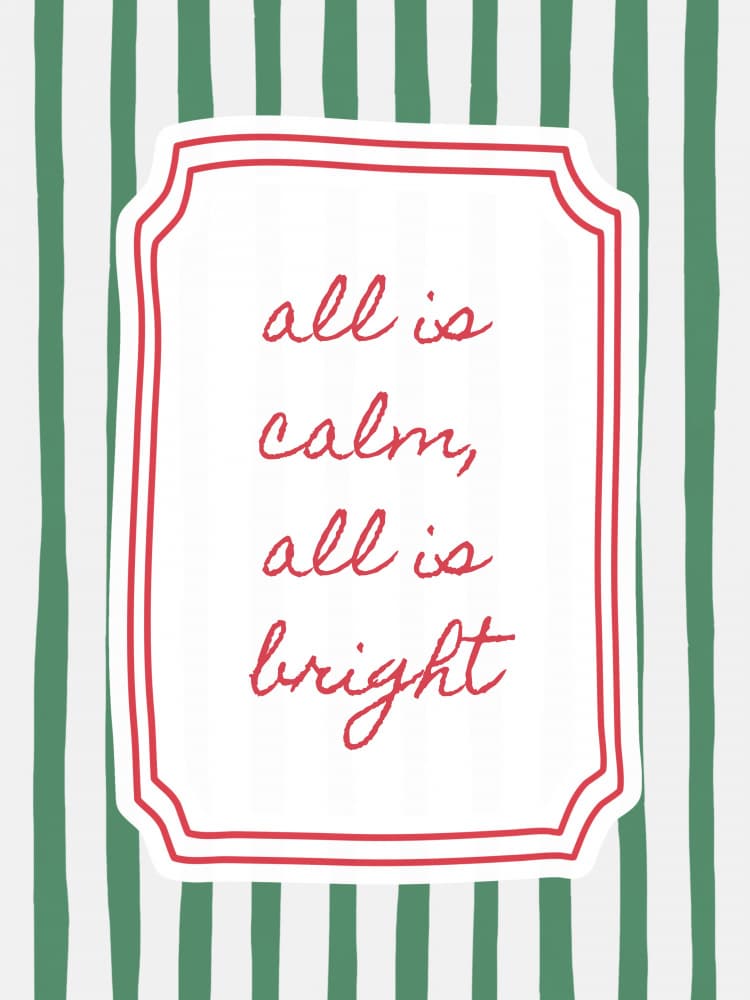 Calm Bright Christmas Quote by Jolly and Dash — canvas wall art