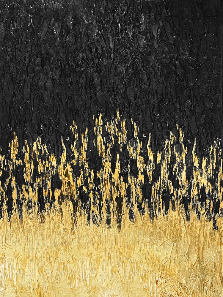 Golden Abstract Flow by Alyson Storms — canvas wall art