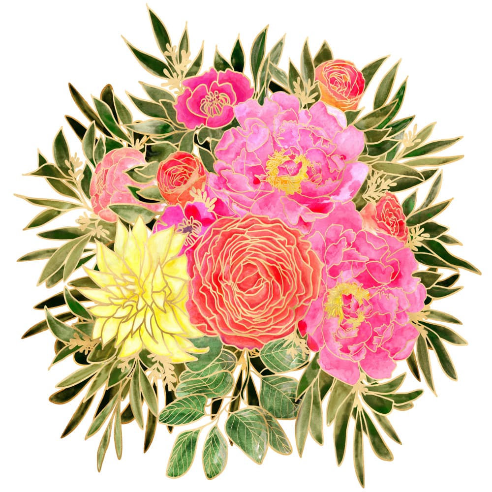 Vibrant Floral Bouquet by Rosana Laiz Blursbyai — canvas wall art