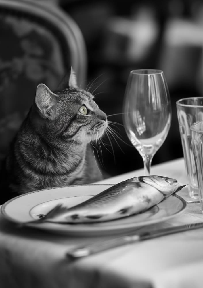 Cat's Fish Dinner by Niky Rahner — canvas wall art