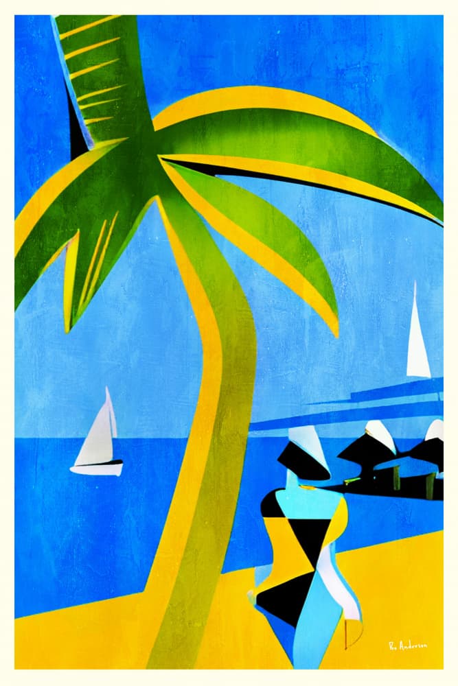 Colorful Tropical Beach by Bo Anderson — canvas wall art