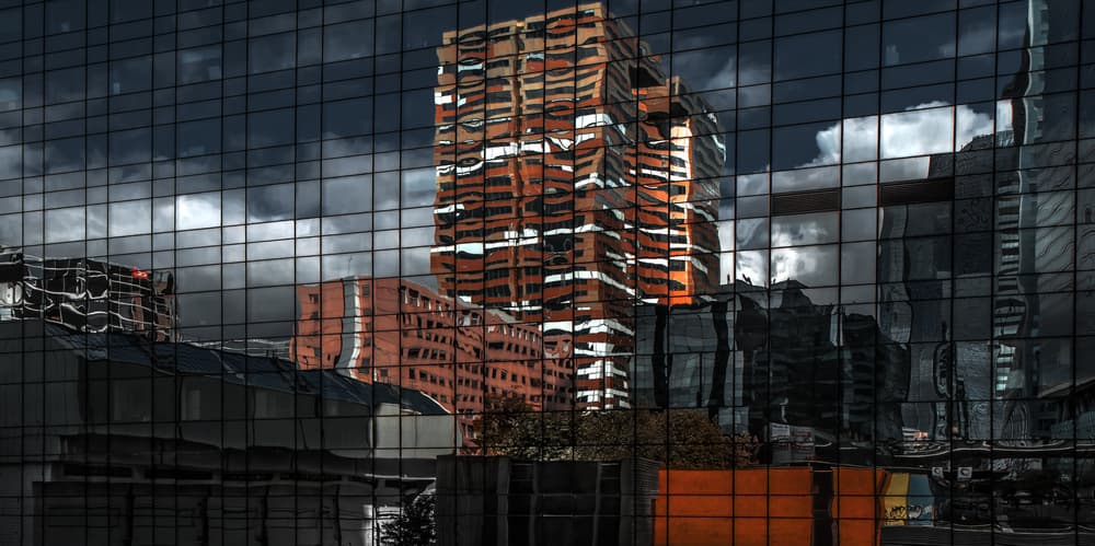 Distorted City Reflections by Gilbert Claes — canvas wall art