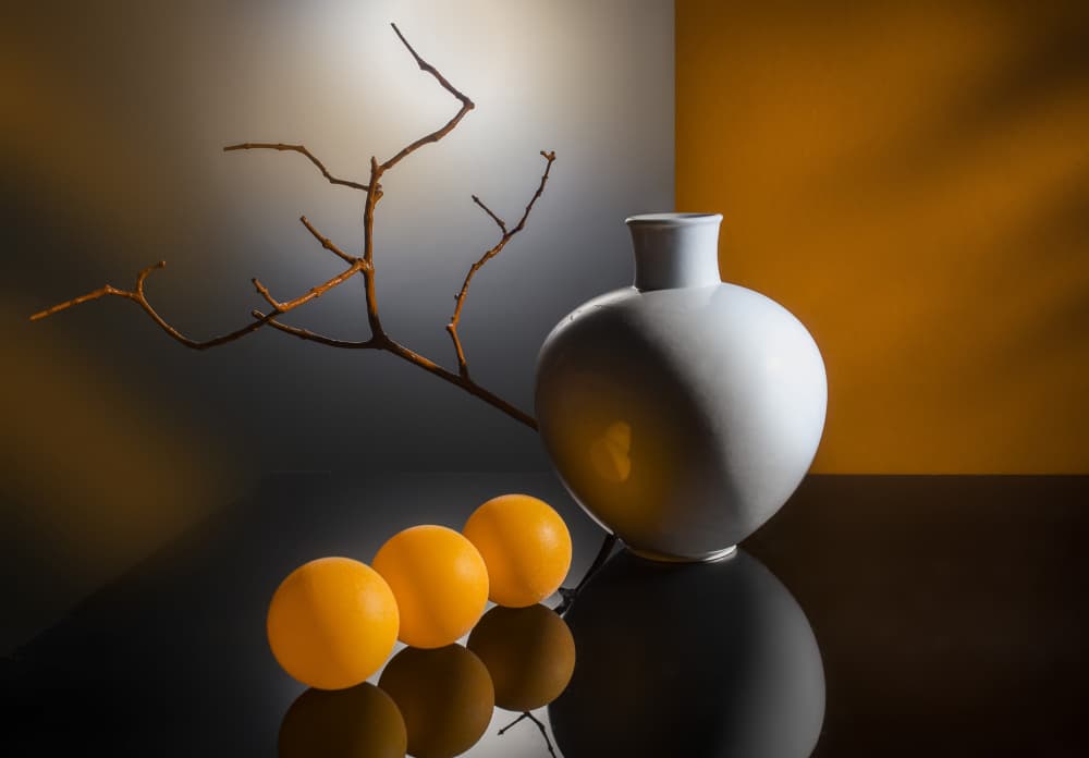 Minimalist Orange Still Life by Evgeniy Popov — canvas wall art