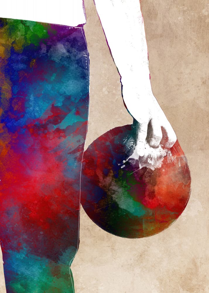 Splatter Paint Basketball by Justyna Jaszke — canvas wall art