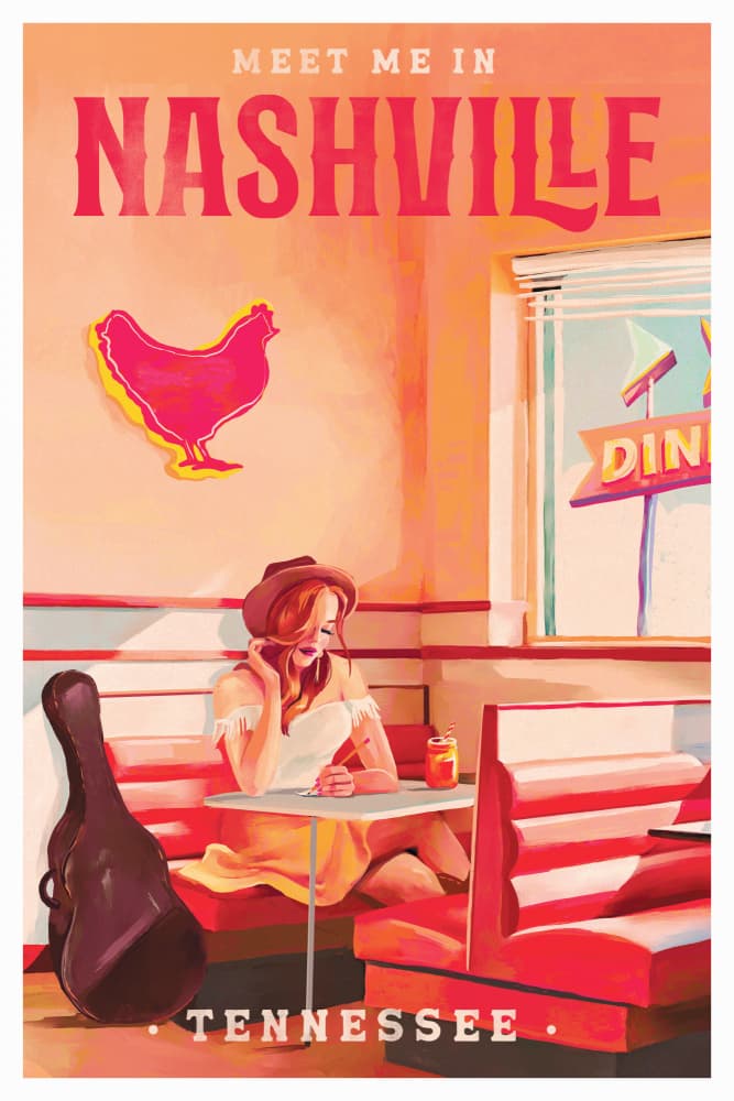 Nashville Tennessee Redhead Music Poster by The Whiskey Ginger — canvas wall art