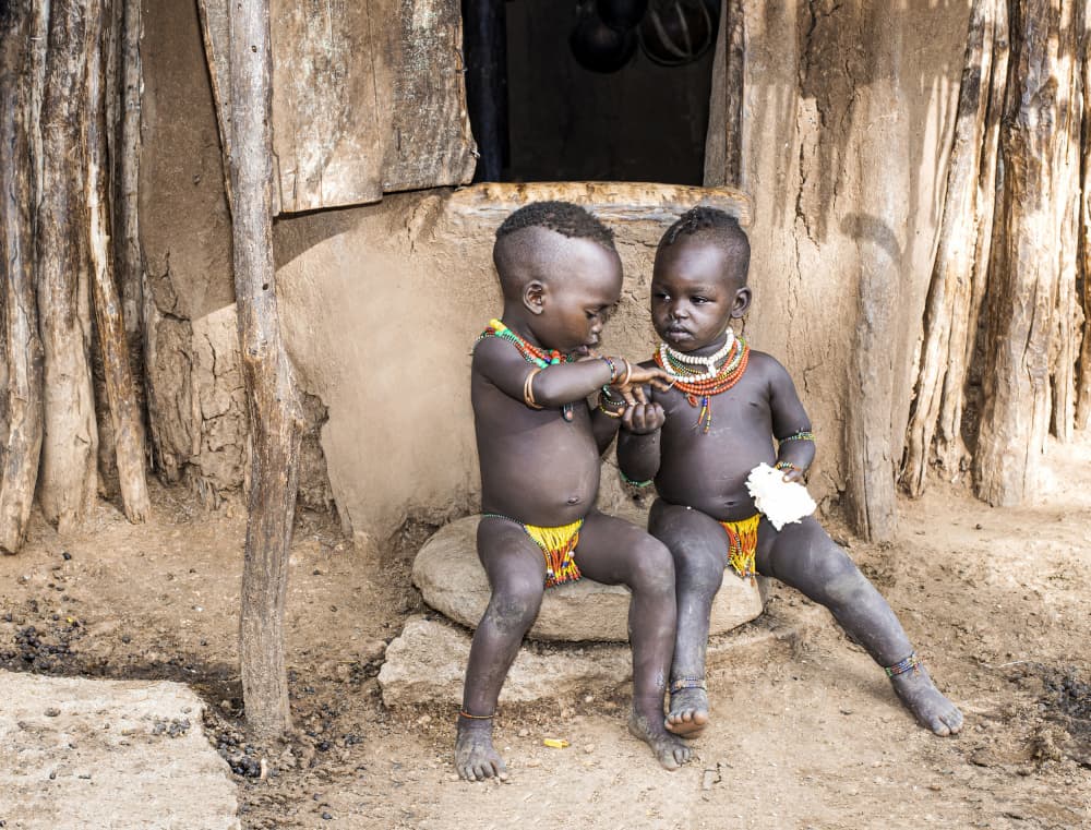 Young Tribal Friends by Iris Wiener — canvas wall art