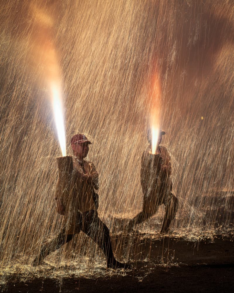 Fiery Sparks at Night by Takeshi Mitamura — canvas wall art