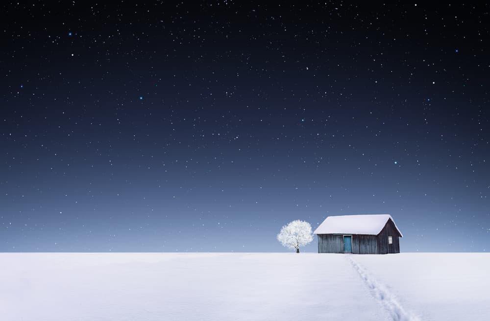 Cabin Under Starlight by Bess Hamiti — canvas wall art