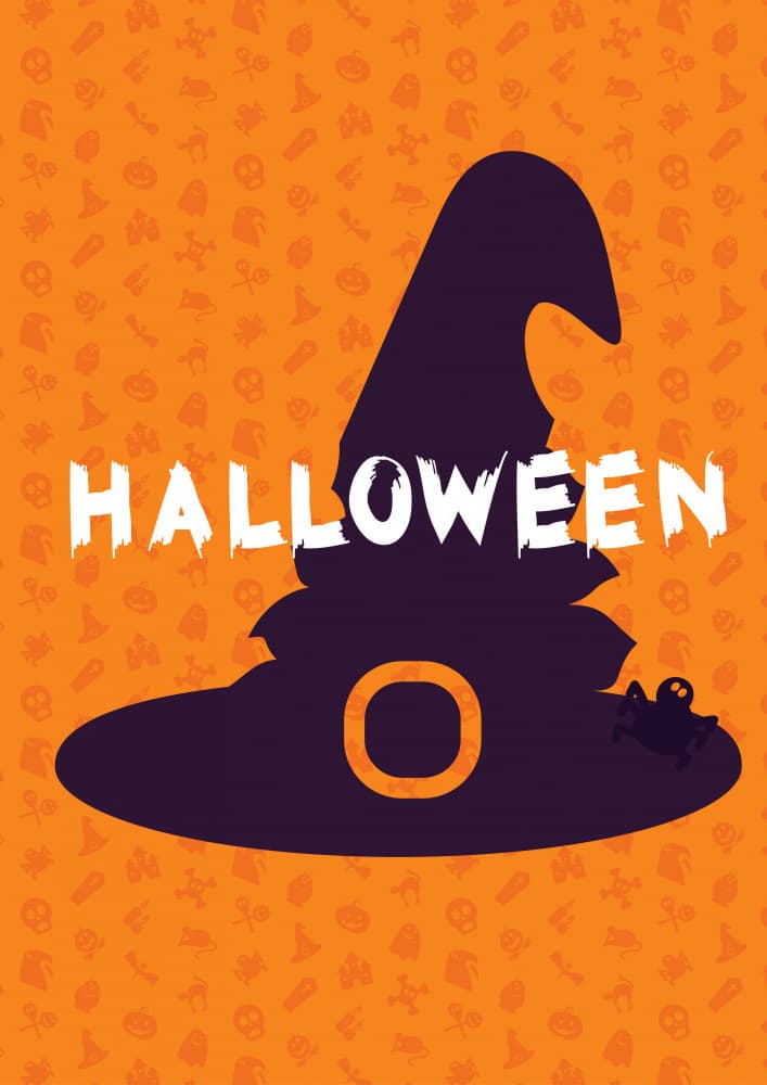 Spooky Witch Hat Halloween by Marika Barsrsind — canvas wall art