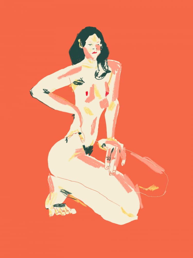 Elegant Kneeling Nude by Francesco Gulina — canvas wall art
