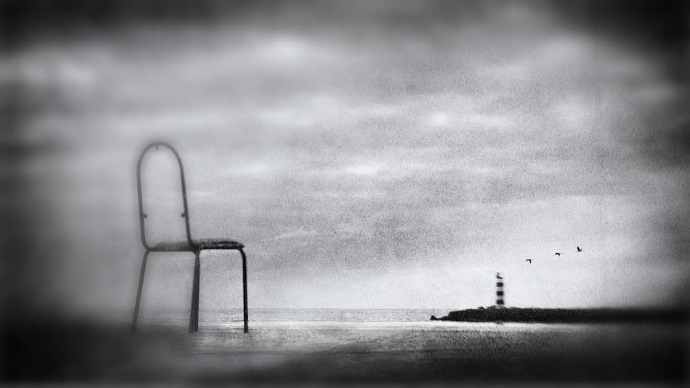 Lonely Chair Lighthouse by Ina Tänzer — canvas wall art