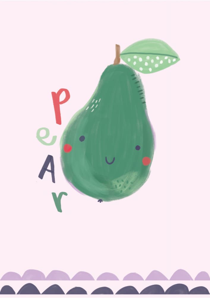 Happy Little Pear by Laura Pantony — canvas wall art