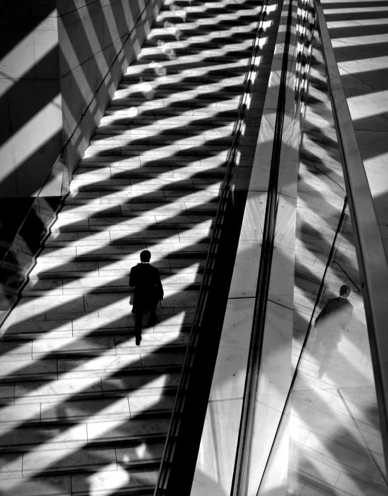 Man On Striped Stairs by Ezequiel59 — canvas wall art