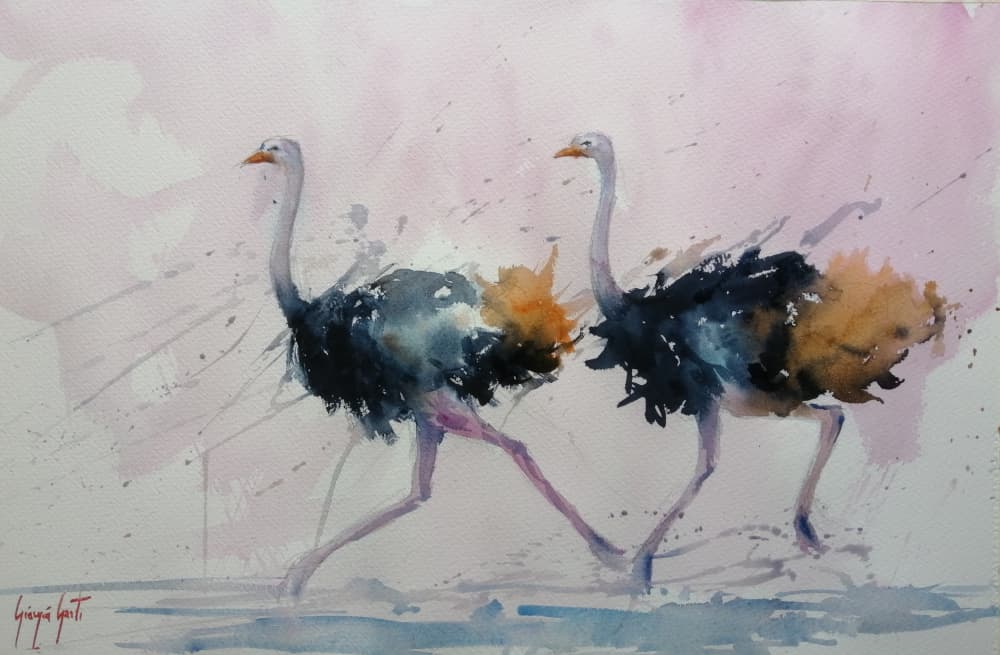 Graceful Ostrich Stride by Giorgio Gosti — canvas wall art