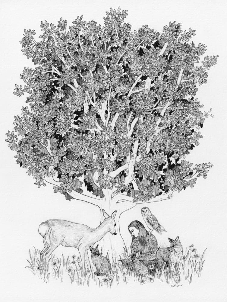 Woodland Friends Under Tree