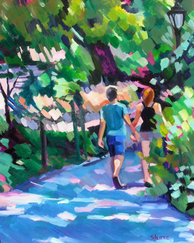 Romantic Park Stroll by Maxine Shore — canvas wall art