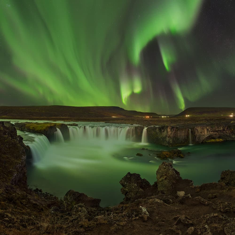 Vibrant Aurora Waterfall by Jan Šmíd Master QEP — canvas wall art