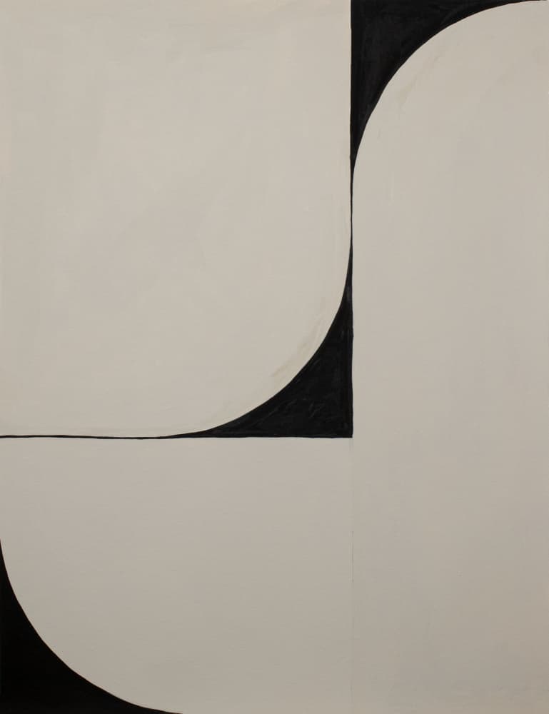Curved Geometric Contrast by Livia Frigo — canvas wall art