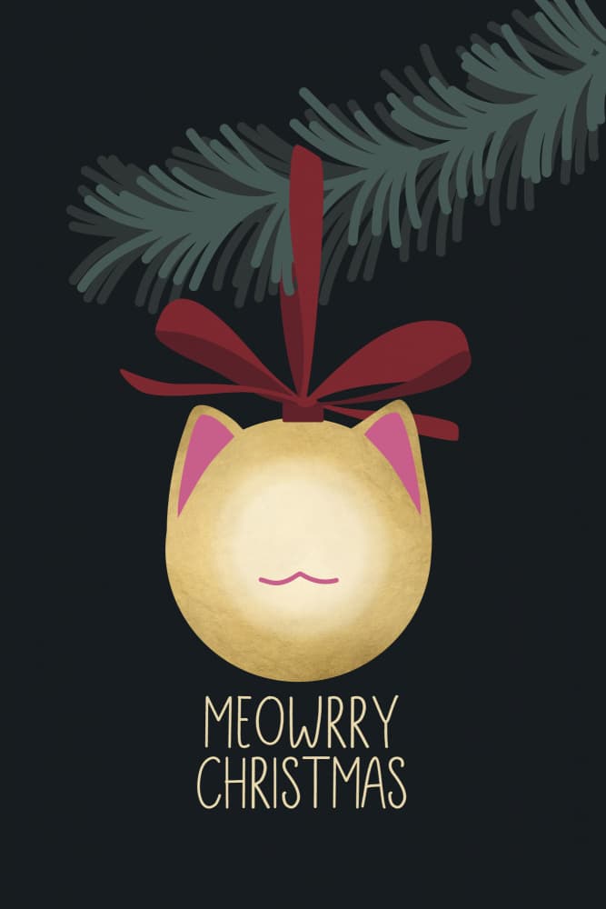 Merry Cat Christmas by Rosana Laiz Blursbyai — canvas wall art