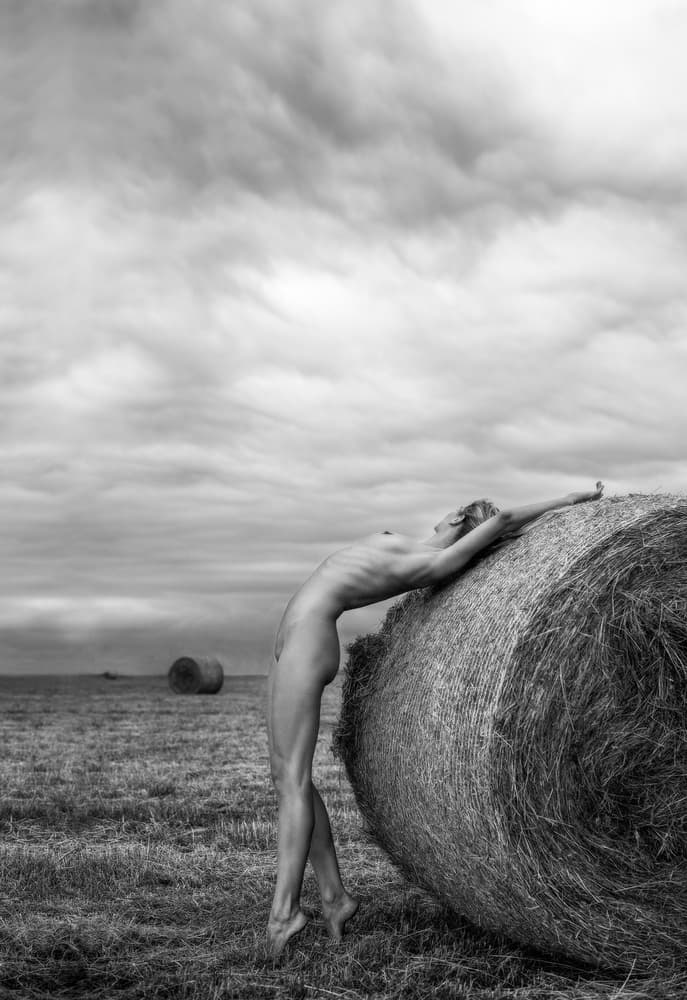 Graceful Nude Hay Bale by Paulius Stefanovicius — canvas wall art