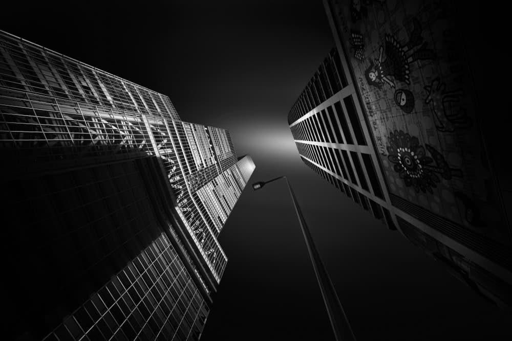 Towering Urban Perspective by Yoshihiko Wada — canvas wall art
