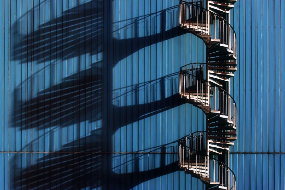 Blue Spiral Shadows by Hans-Wolfgang Hawerkamp — canvas wall art