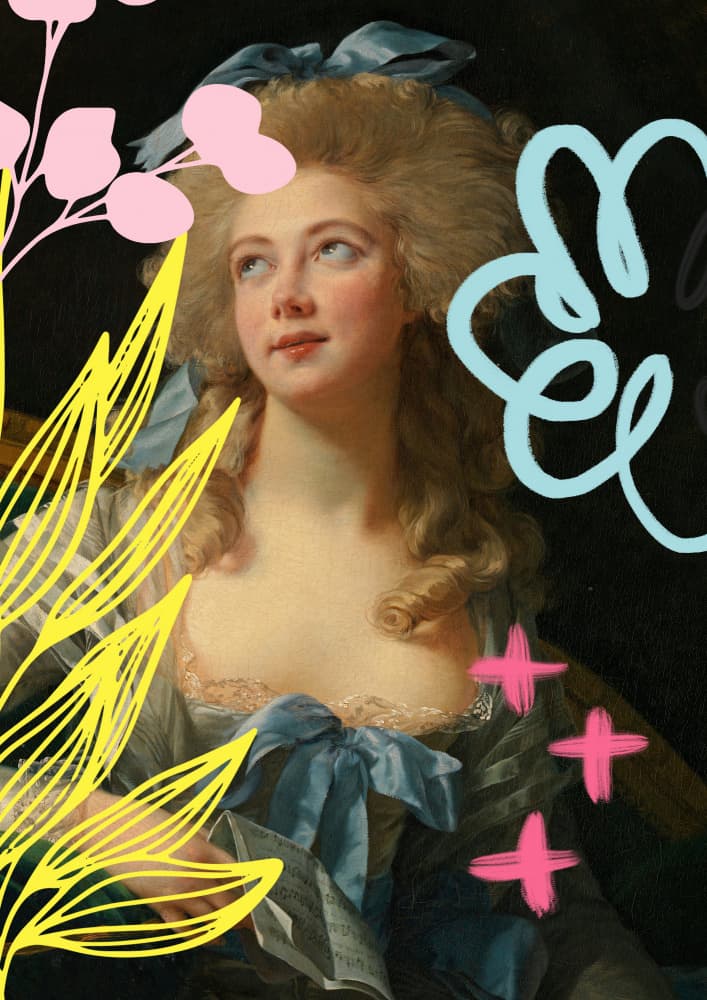 Rococo Lady with Blooms by Talitha McQueen — canvas wall art