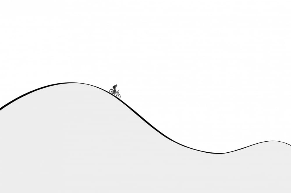 Minimalist Cyclist Hill Climb by Natalia — canvas wall art
