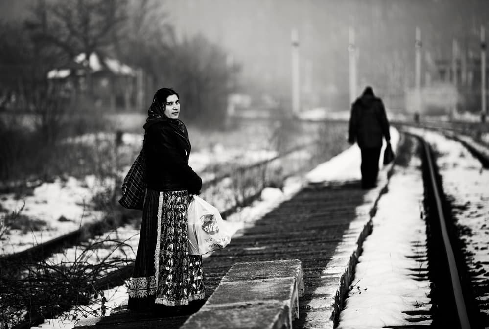 Woman's Winter Journey by Julien Oncete — canvas wall art