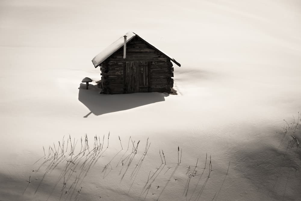 Lone Winter Cabin by Vito Miribung — canvas wall art