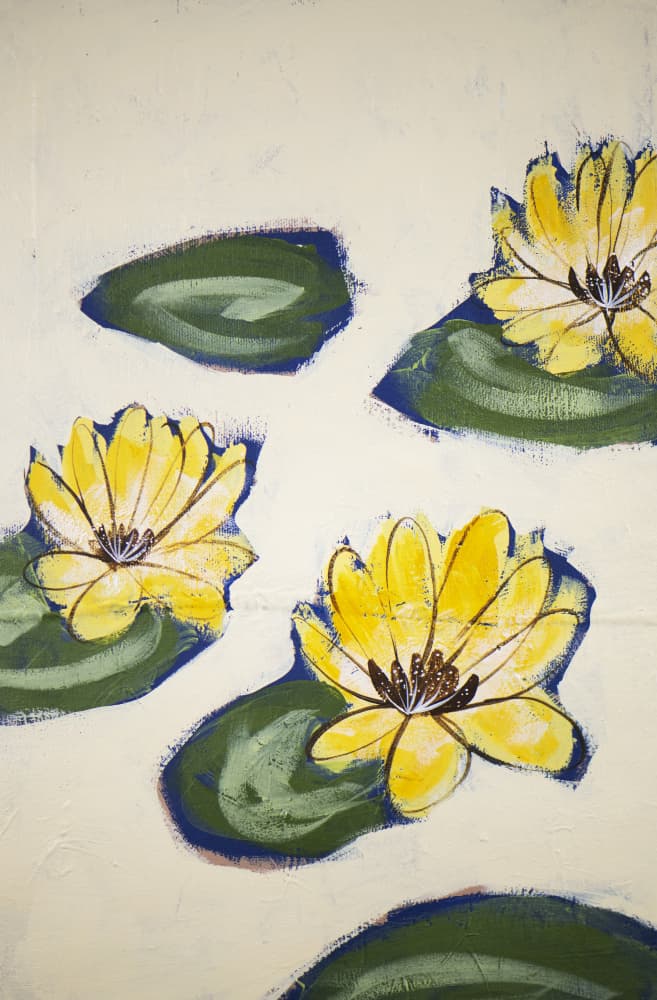 Golden Water Lilies by Shelley Hampe — canvas wall art