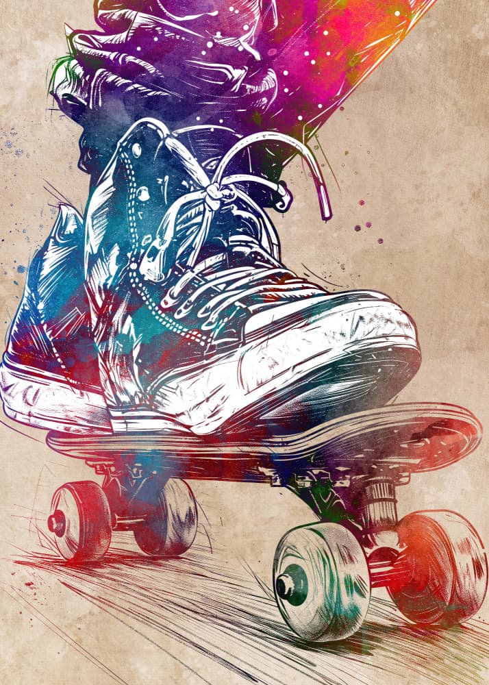 Colorful Skater Action by Justyna Jaszke — canvas wall art