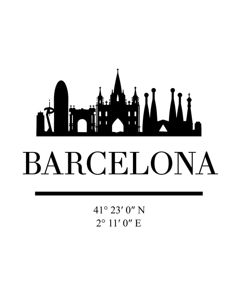 Barcelona City Silhouette by Emiliano Deificus — canvas wall art