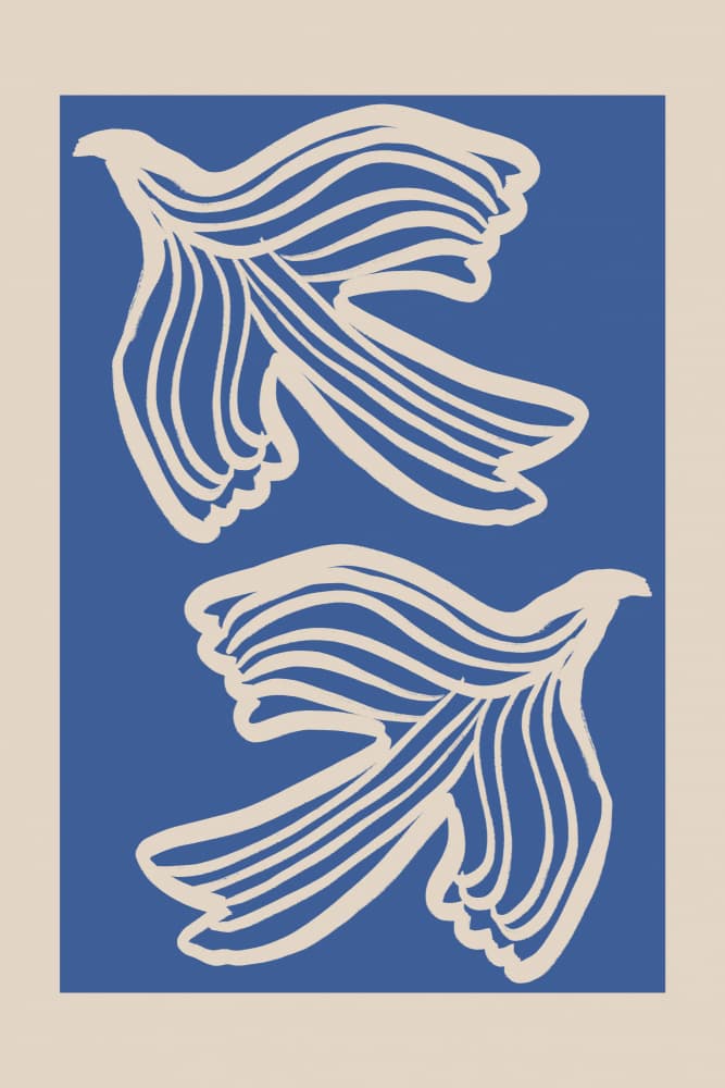 Peaceful Blue Doves by Melloi Art Prints — canvas wall art