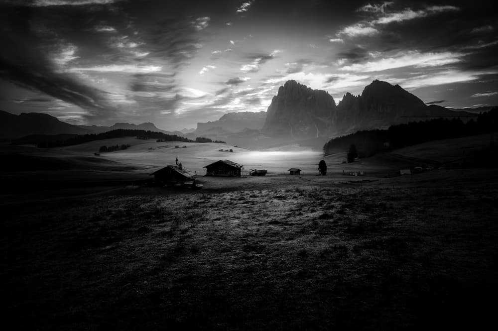 Misty Mountain Cabins by Alessandro Traverso — canvas wall art
