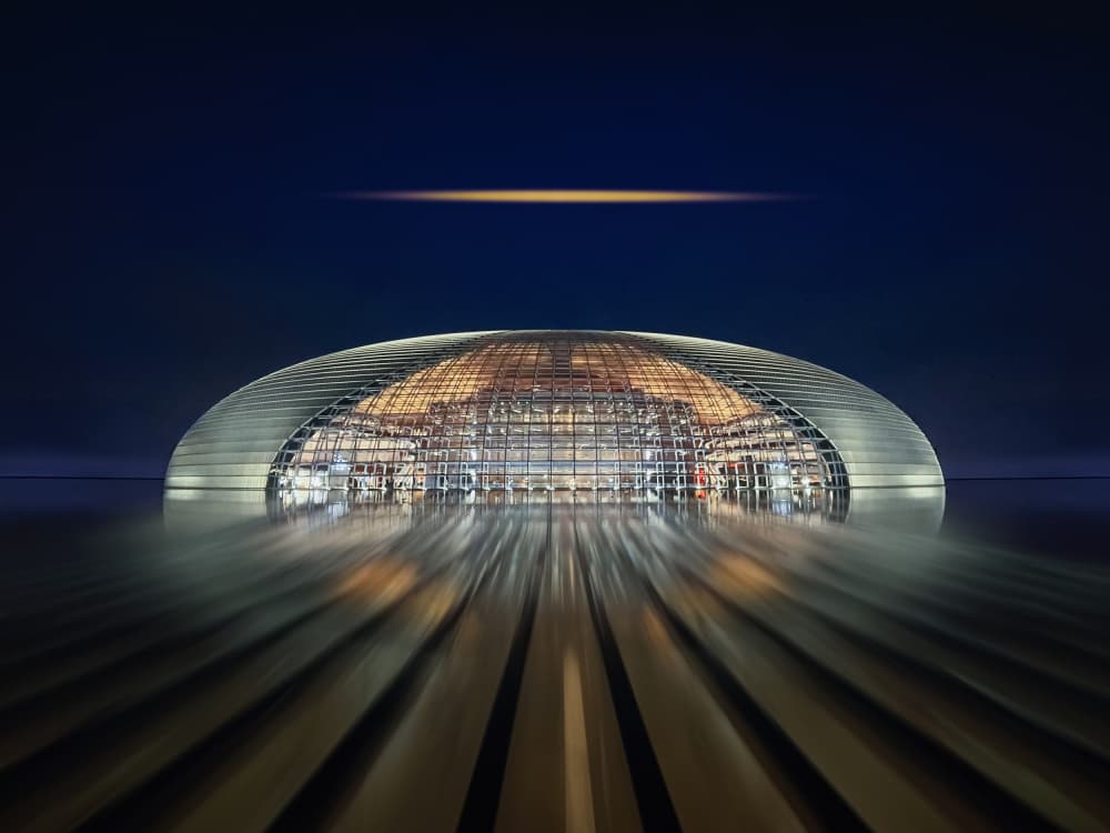 Grand Modern Architecture Night by Catherine Wang — canvas wall art