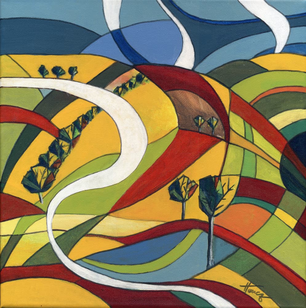 Vibrant Winding Landscape by Aniko Hencz — canvas wall art