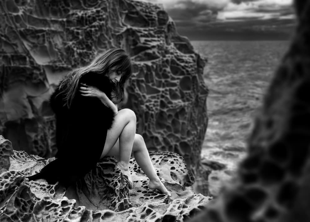 Pensive Woman Ocean by Paolo Lazzarotti — canvas wall art