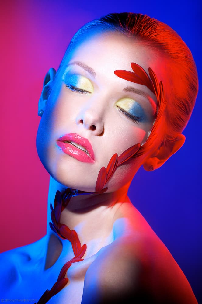Neon Petal Portrait by Dmitriy Aychuvakov — canvas wall art