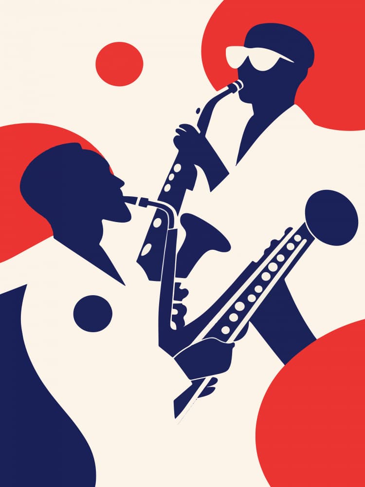 Cool Jazz Saxophones by Layla Oz — canvas wall art