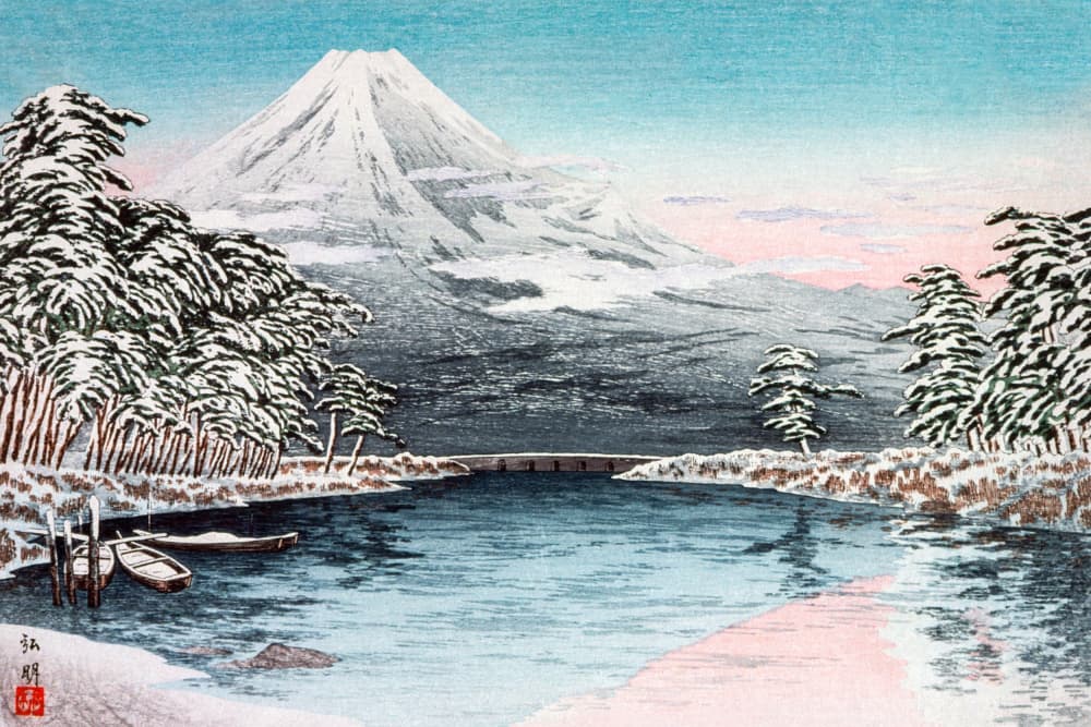 Mt. Fuji From Tagonoura, Snow Scene (1932) by Hiroaki Takahash — canvas wall art