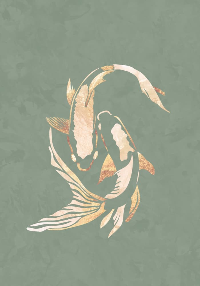 Intertwined Golden Koi by Sarah Manovski — canvas wall art