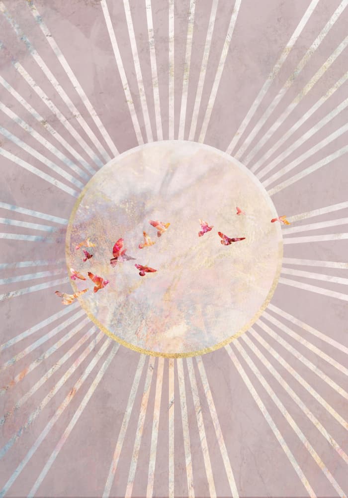 Golden Ray Birds by Sarah Manovski — canvas wall art