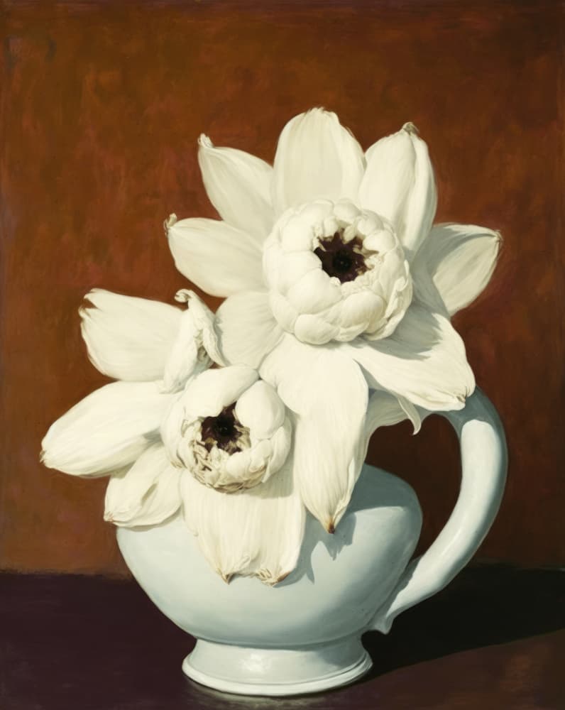 White Blooms Harmony by Treechild — canvas wall art