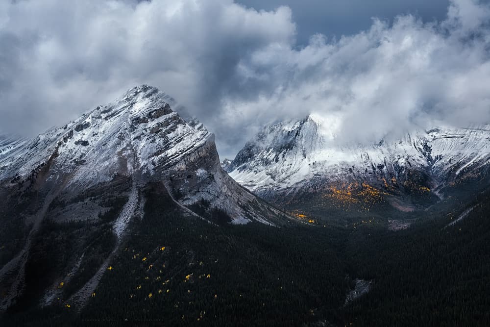 Cloudy Peaks Autumn Glow by Liguang Huang — canvas wall art