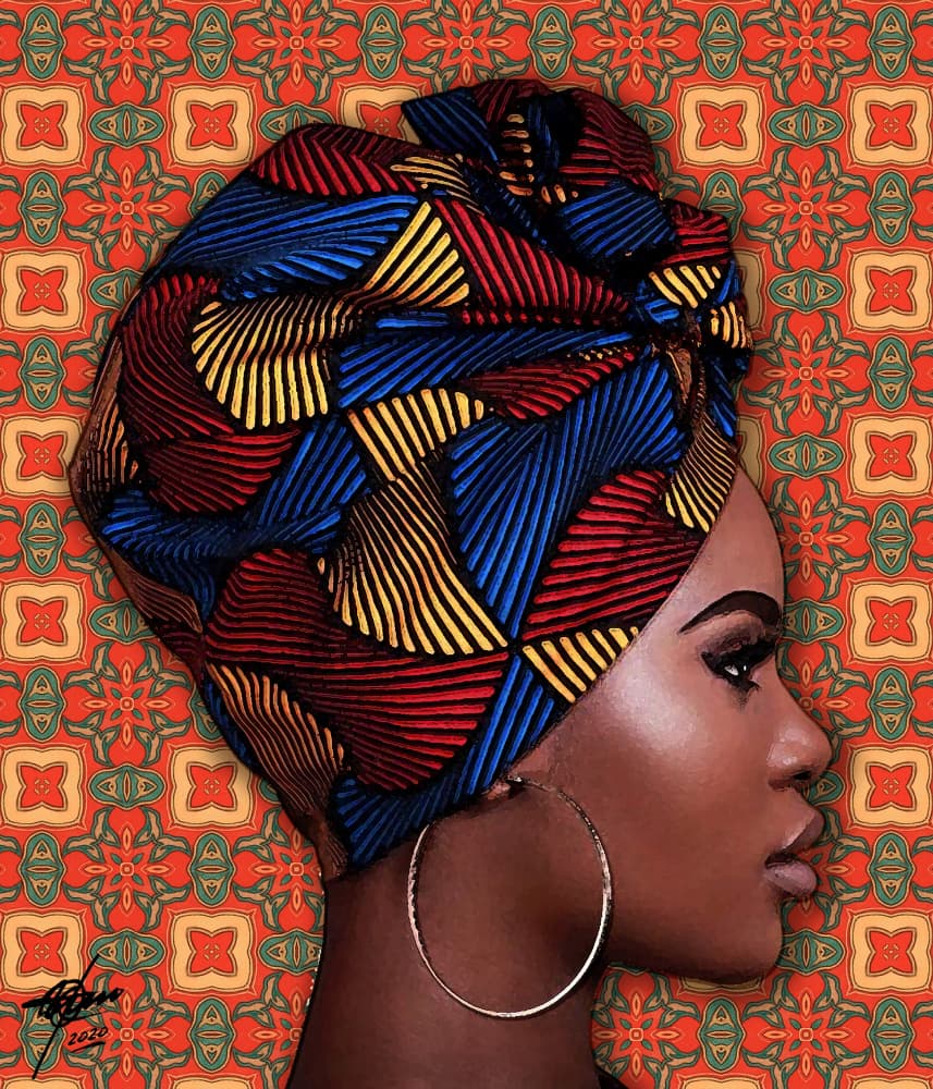 Vibrant Headwrap Portrait by Osvaldo Russo — canvas wall art