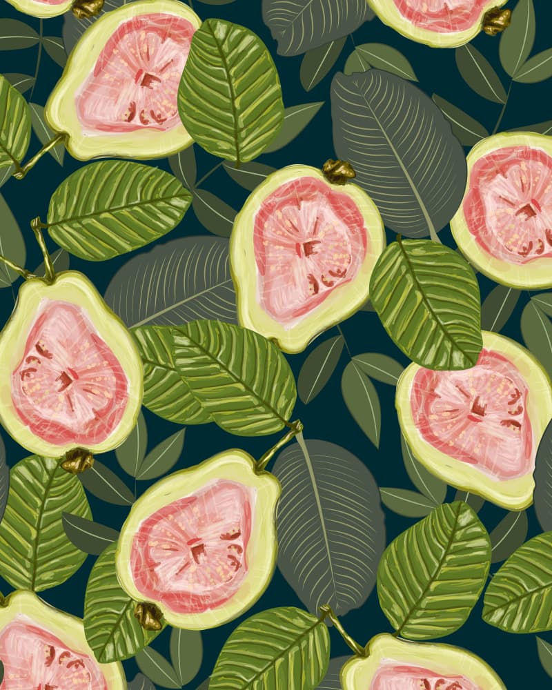 Tropical Guava Pattern by Uma Gokhale — canvas wall art