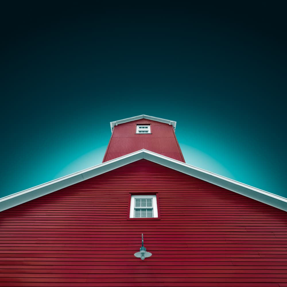 Red Barn Blue Sky by Aidong Ning — canvas wall art