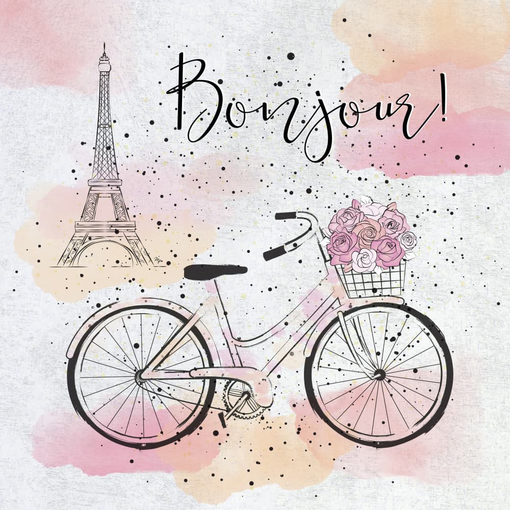 Bonjour Paris Bike by Martina — canvas wall art