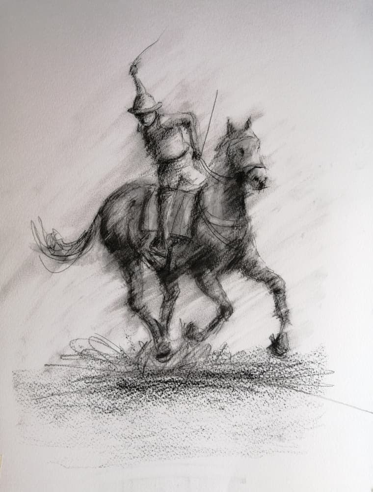 Mounted Warrior Sketch by Giorgio Gosti — canvas wall art